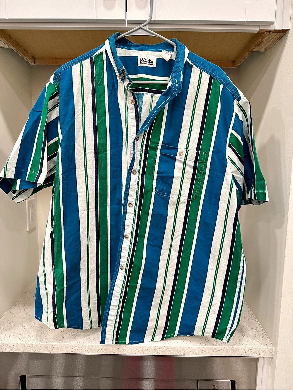 Vintage 1990’s- Basic Editions- Men's Striped Cotton Shirt XL